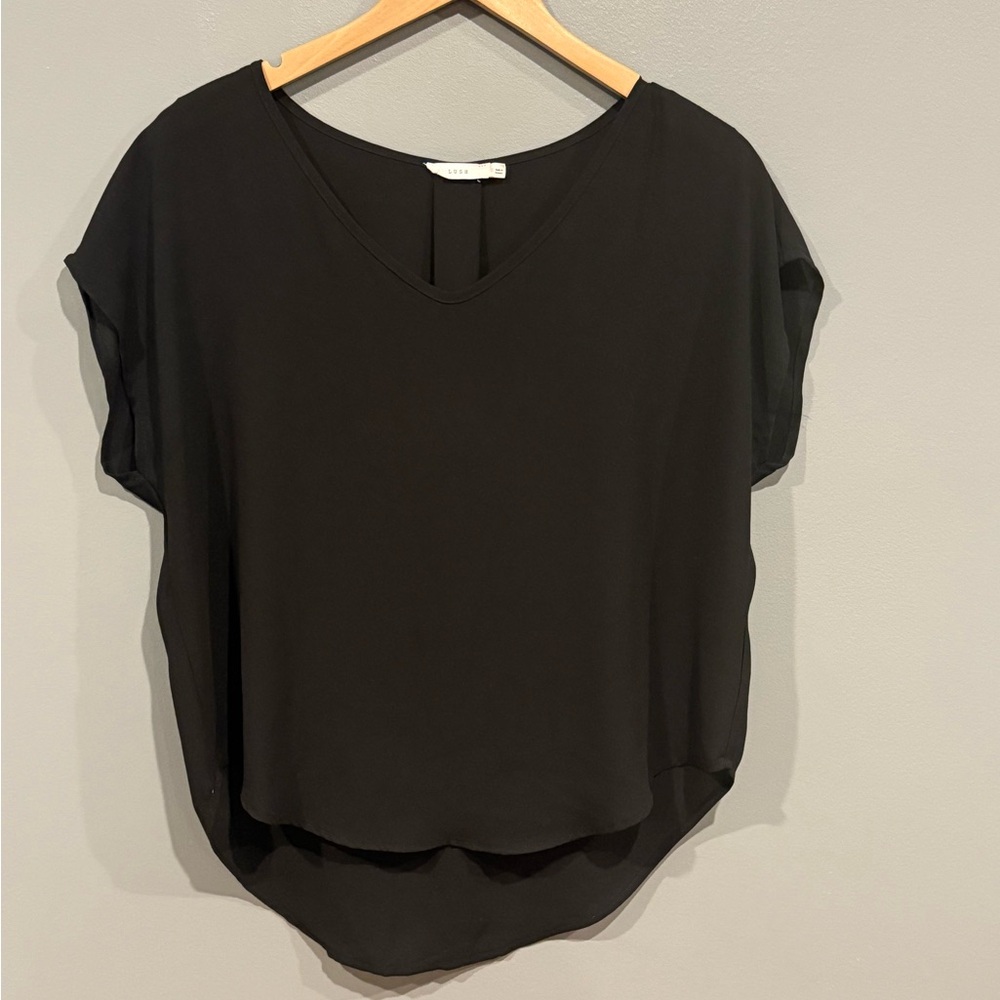 *GENTLY WORN* Lush Size Small Sheer Black High Low Relaxed Fit Top